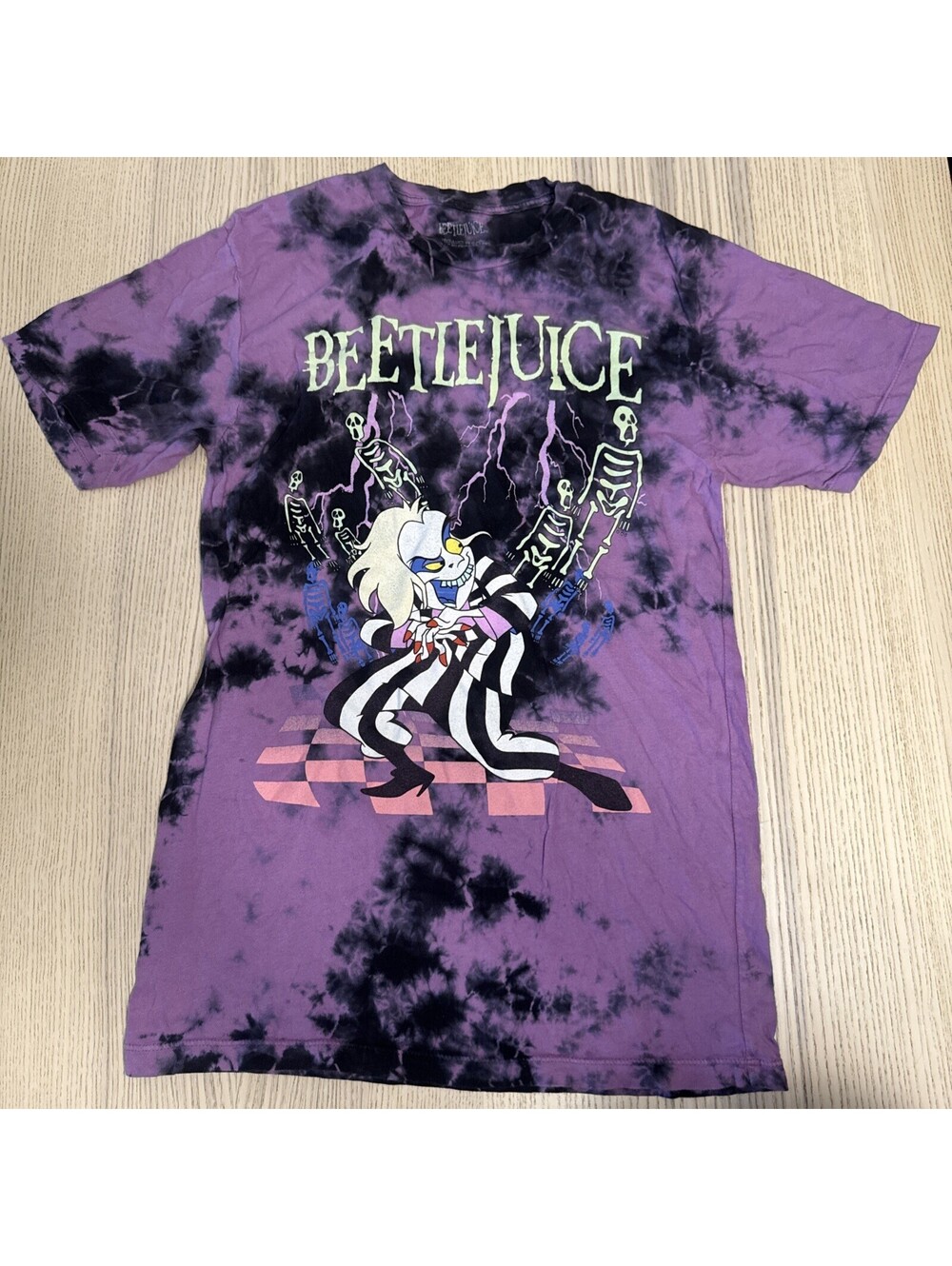 Beetlejuice Cartoon Purple Tie Dye T Shirt Small Hot Topic Warner Bros Horror